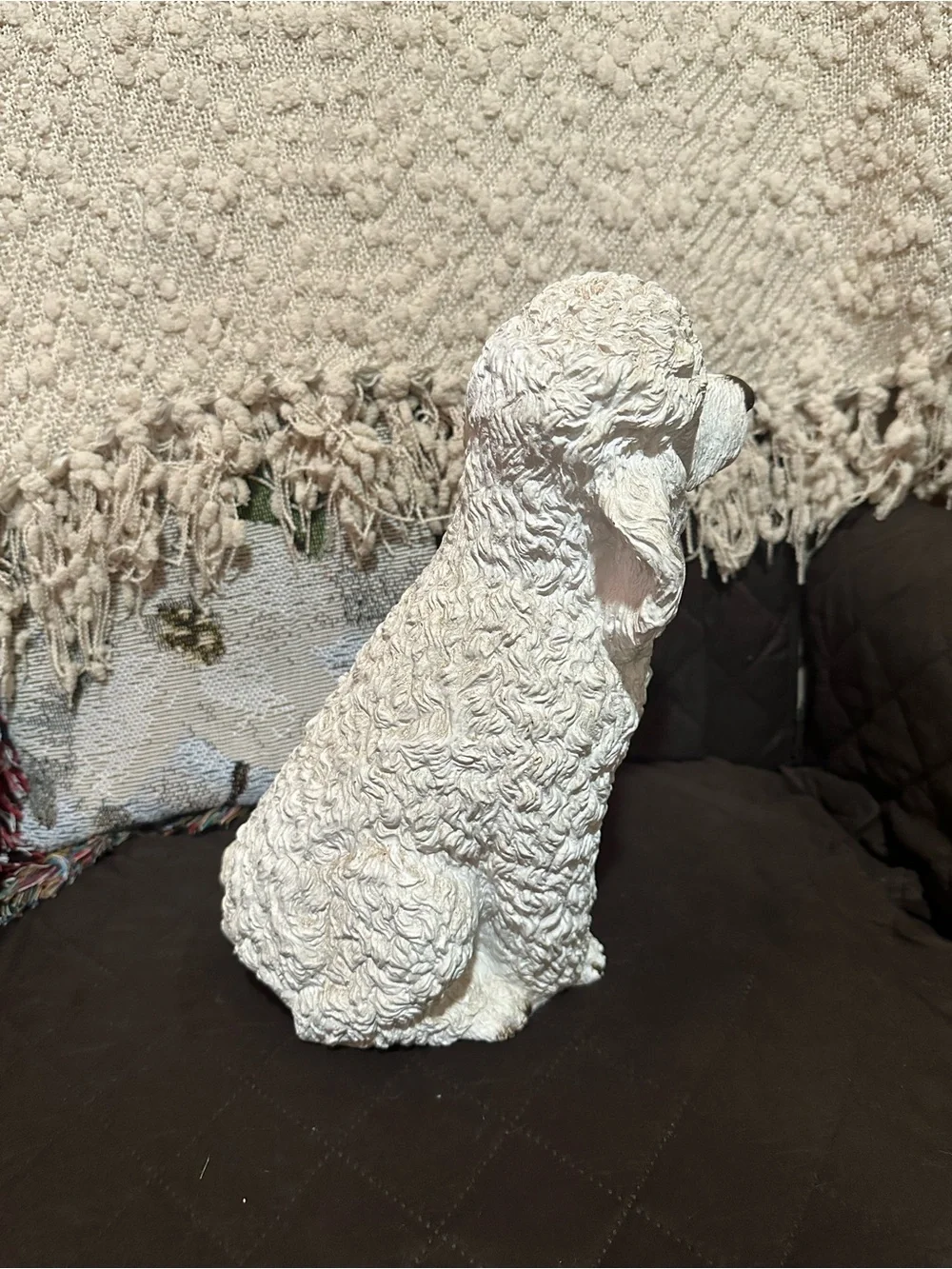 White Poodle Dog Figurine Decorative Statue